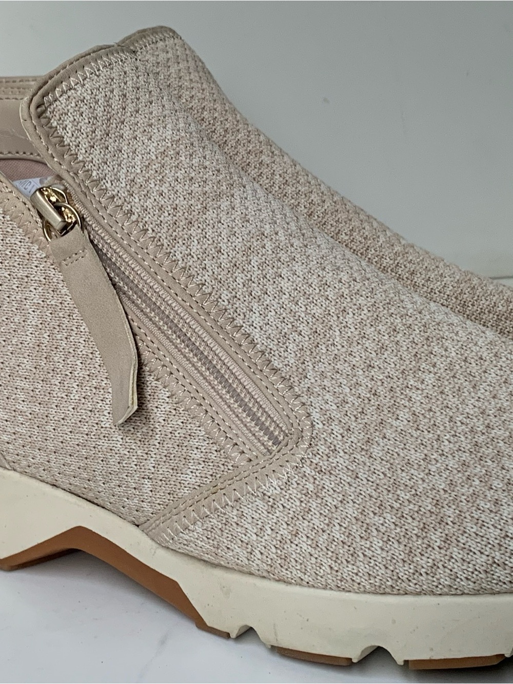 Anne Klein Neutral Knit Slip-On Ankle Boot with Side Zip
